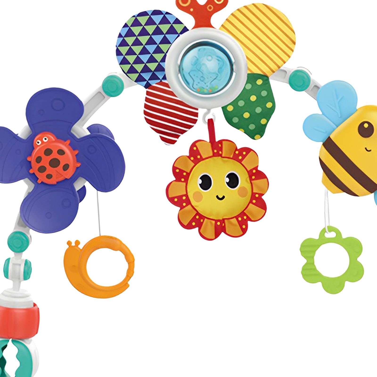 Arche de Poussette Jouet Activité Suspendue Mélodie Animaux Pliable Système Rotatif Convient à Nouveau-né Lit Bébé, Papillon