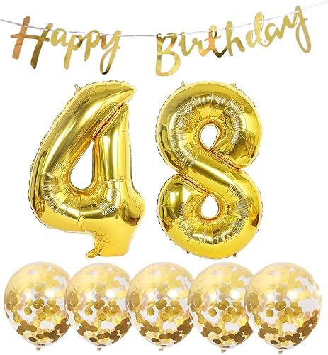 Globos decorativos para cumpleaños número 48, globos de papel de aluminio, globos de látex con número de helio, globos de papel de aluminio, color