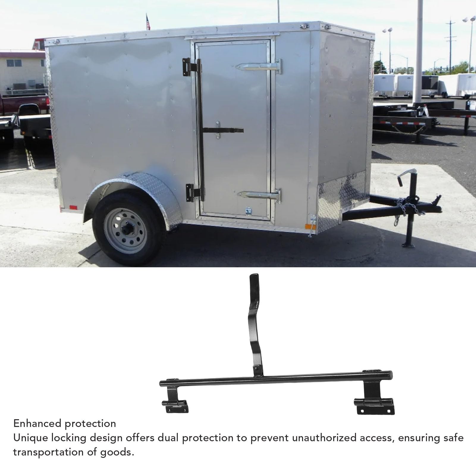 Akozon Kit de Bloqueo Barra Leva, Leva con Bisagras para Puerta Abatible Remolque Metal Resistente Acero 36 Pulgadas Transportador RV
