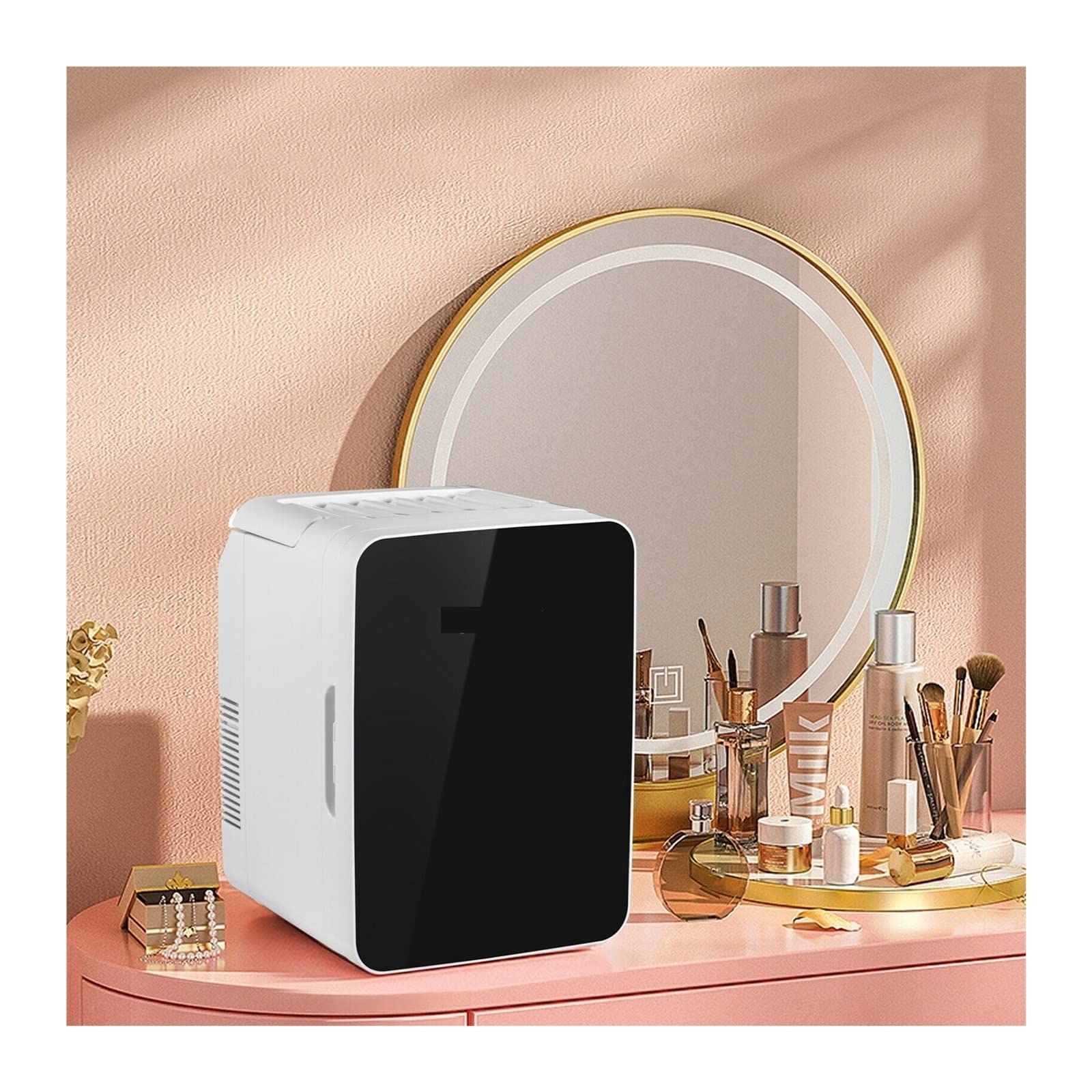 10L 15L Mini Makeup Fridge Car Refrigerator Freezer Cooler & Warmer for Home Car Use Storing Skincare Cosmetic Food Drink(10L Black 1)