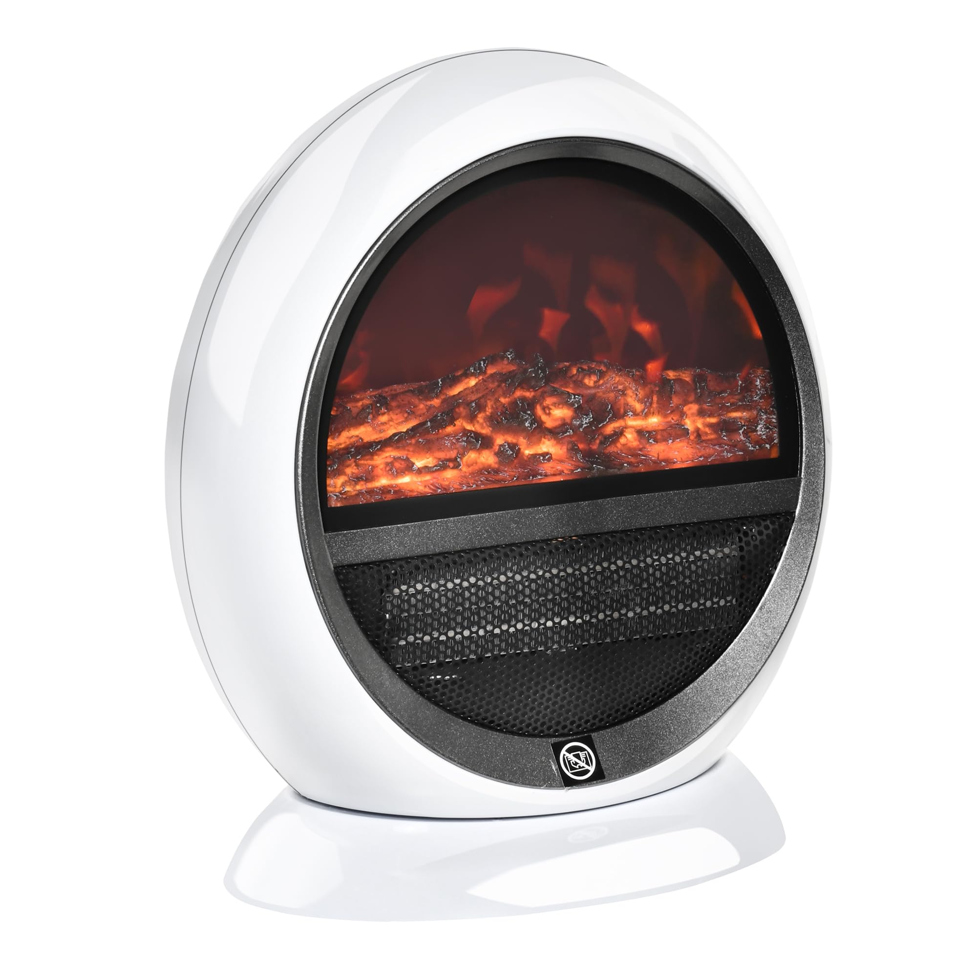 Etna HOMCOM 1.5kW Electric Fireplace Heater - White - Rotatable LED Flame Effect - Freestanding