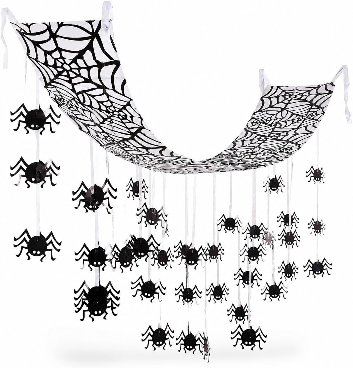 Fun Express Giant Spider Web Hanging Ceiling Decor, Black, 12 Ft x 12"