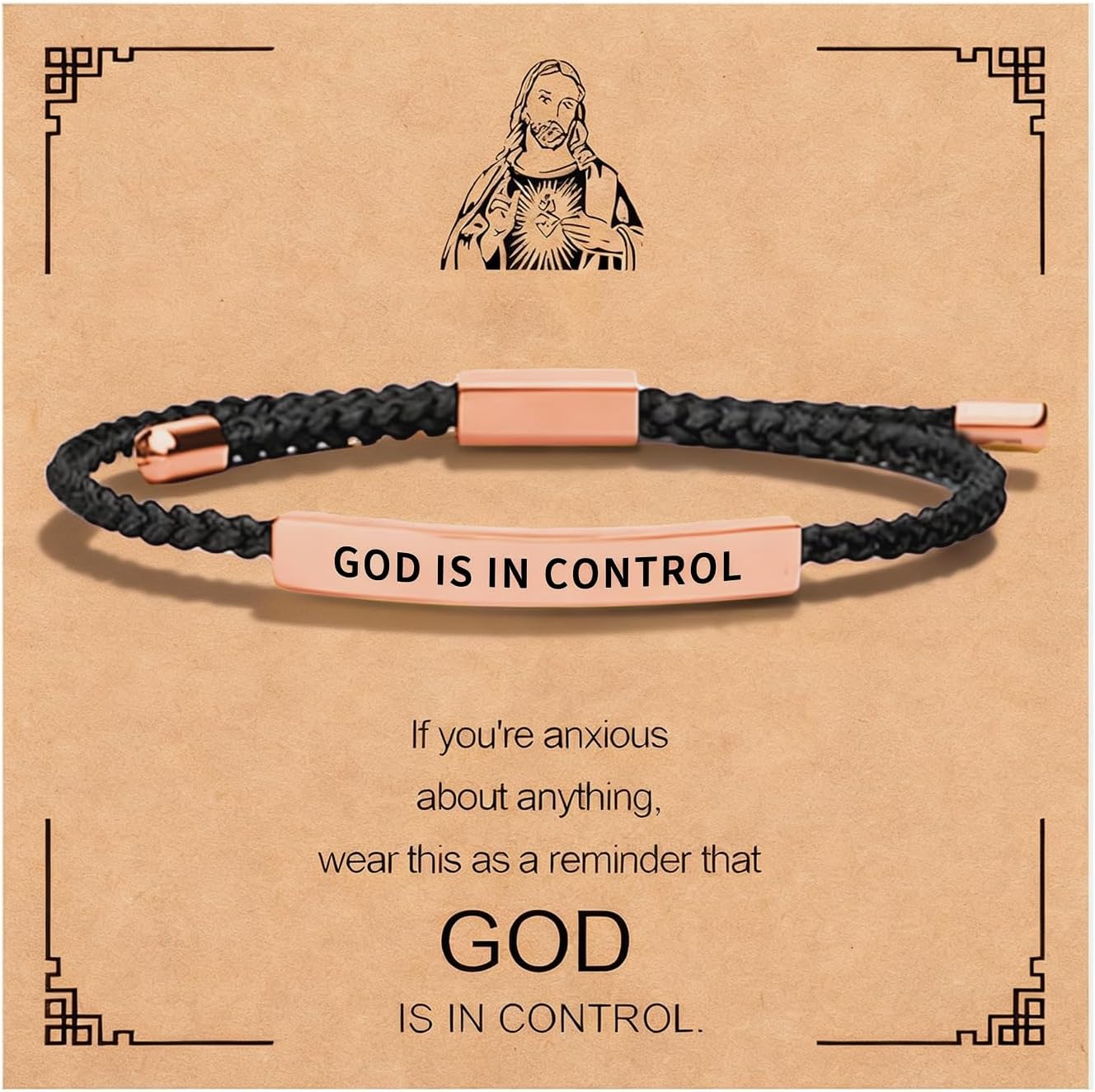 Roe Dolph God Is In Control Bracelet Inspirational Bracelets for Women Christian Faith Bracelets Adjustable Braided Tube Motivational Birthday Jewelry Inspirational Gifts for Women Trendy 2026