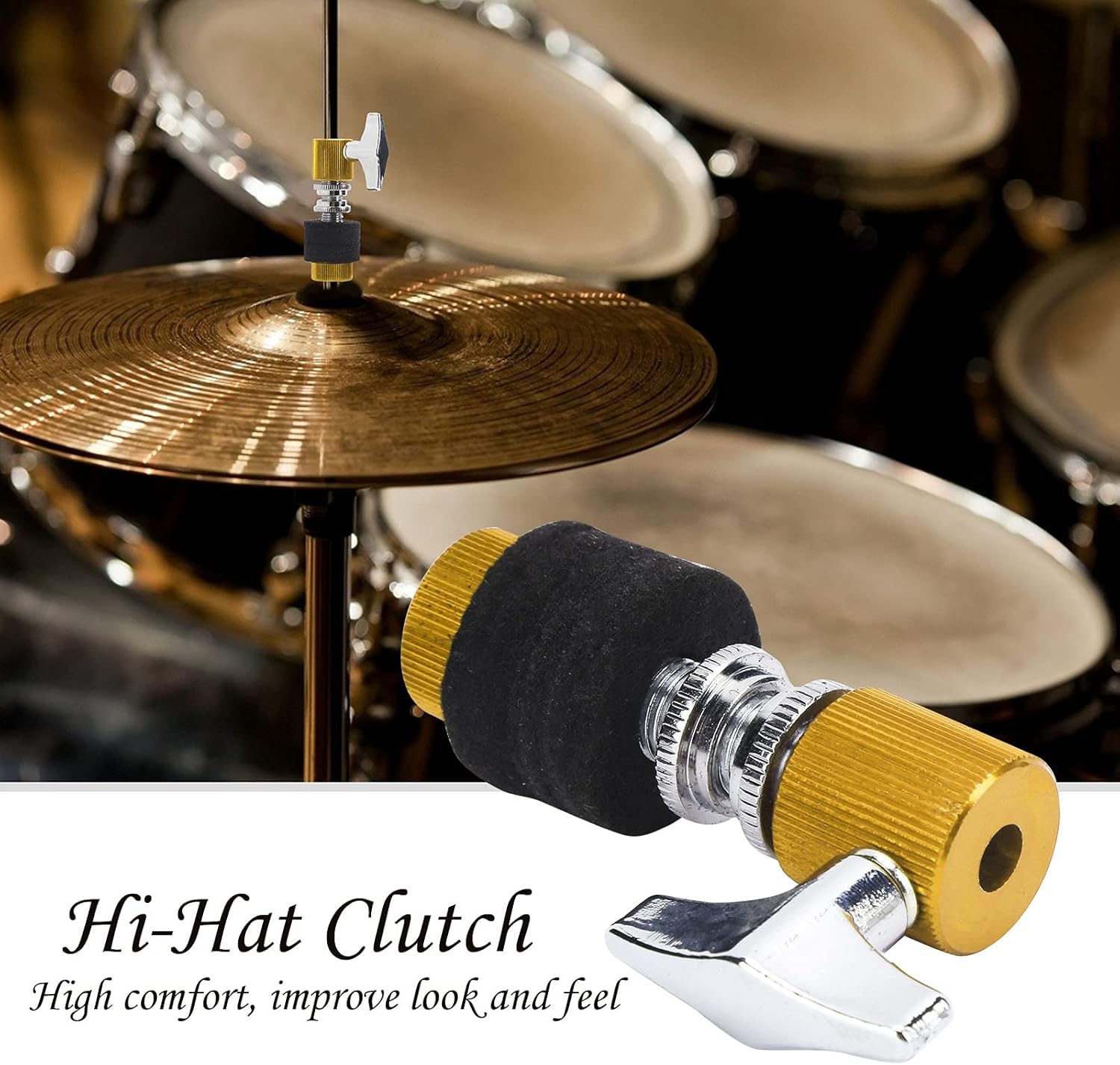 Hi‑Hat Clutch, Aluminum Alloy Quick Release Hi Hat Clutch Cymbal Holder Self-Locking Knob Instrument Playing Accessories(yellow)