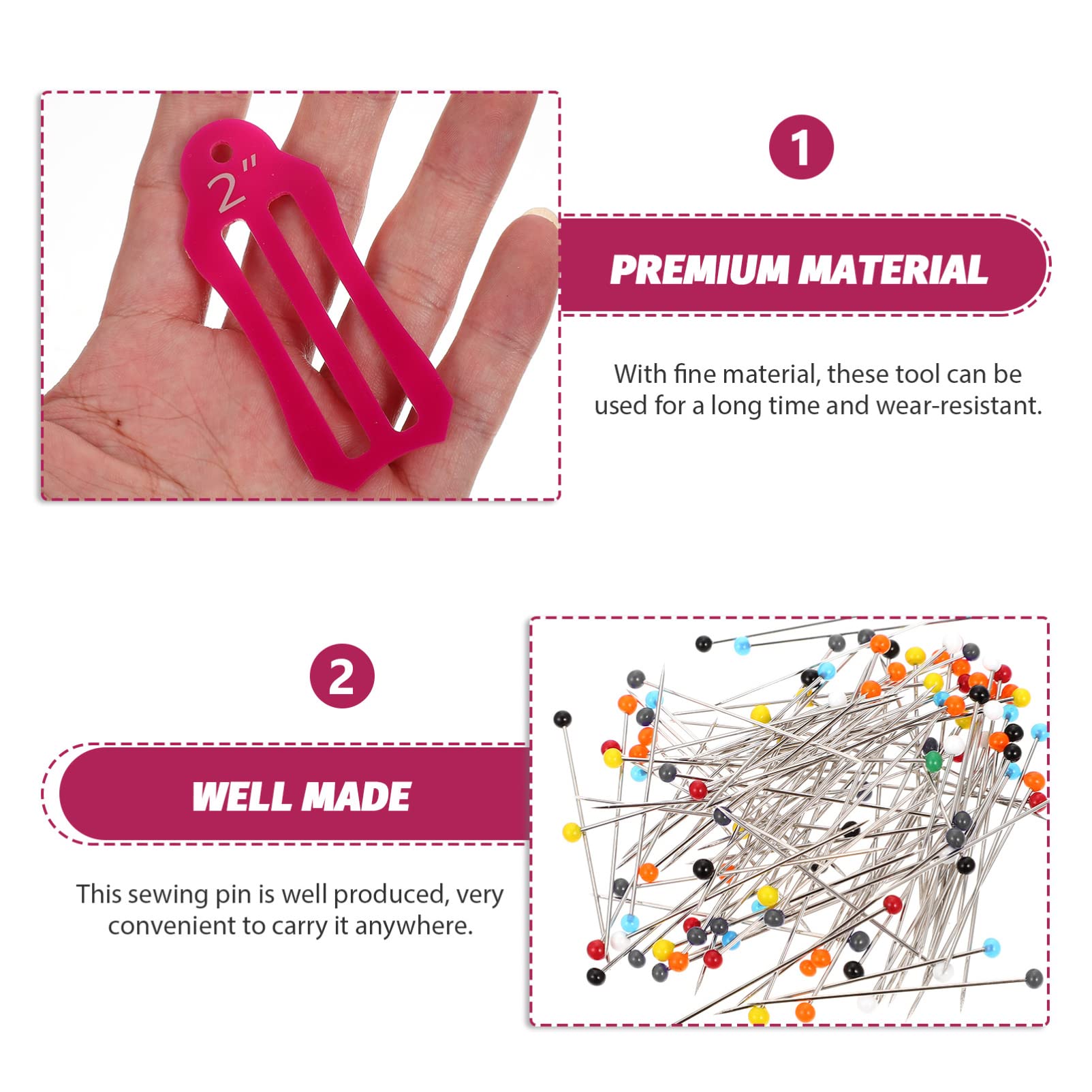 Hemobllo 5sätze Nähpins Mit Faltbarem Maßband Und Bunten Positionierungsperlen Teiliges Set Für Quilting Und Kreative Nähprojekte Langlebig Und Praktisch