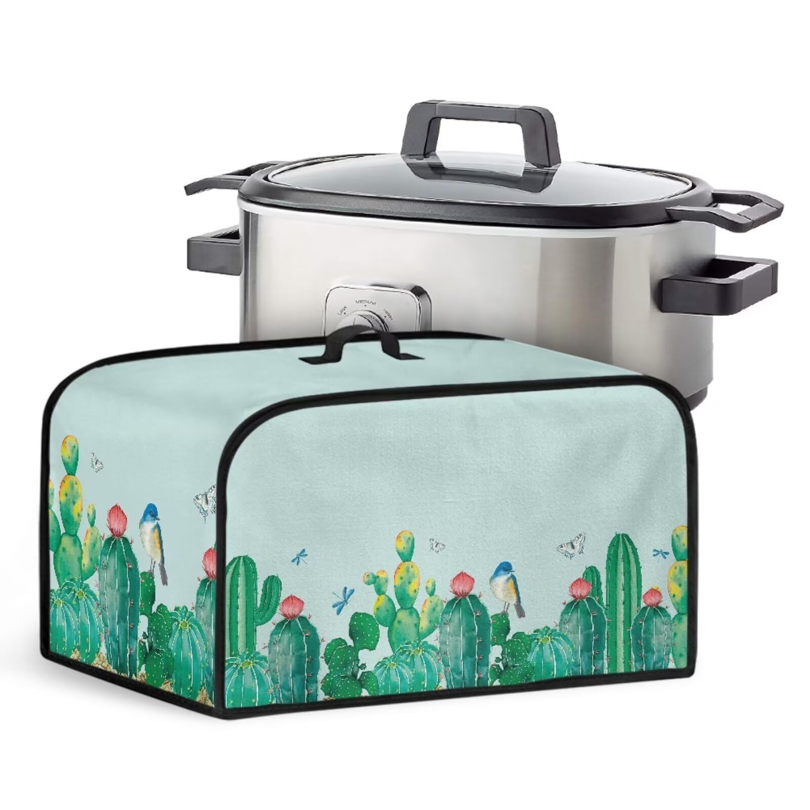 Cacti Slow Cooker Cover For Kitchen Counter Crock Pot Cover Dust Cover Stain Resistant Washable Kitchen Appliance Cover
