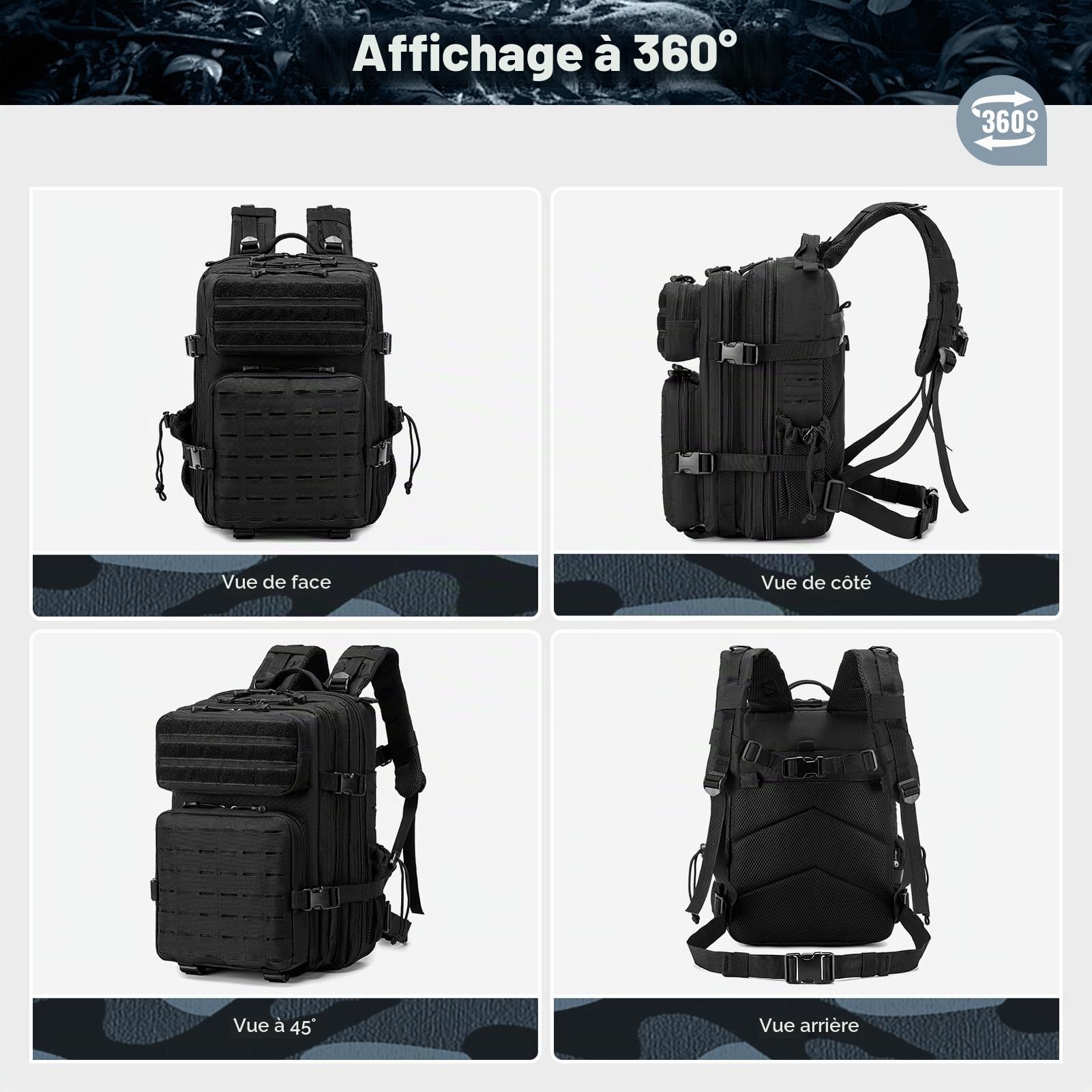 SPAHER Sac à Dos Tactique Militaire Multifonction Molle 30L Sac a Dos Voyage 40x30x25 Eurowings Bagage Cabine Sac à Dos Randonnée Trekking Crossfit Homme Peche Survie étanche Armée Backpack