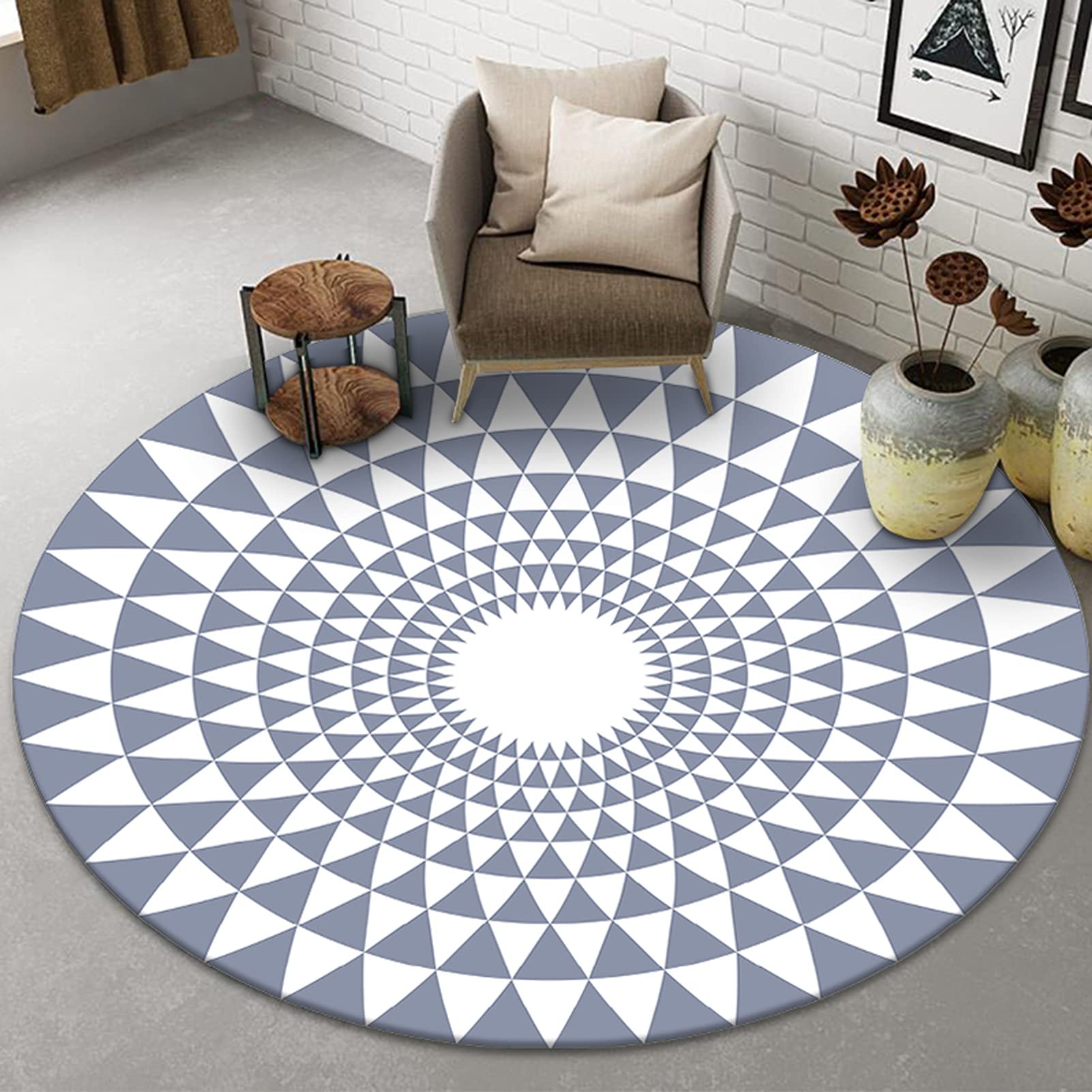 Moderne graue weiße große runde Teppiche, 80 cm, 100 cm, 120 cm, 140 cm, 160 cm, 180 cm, 200 cm, Wohnzimmer, Schlafzimmer, Küche, Teppich,