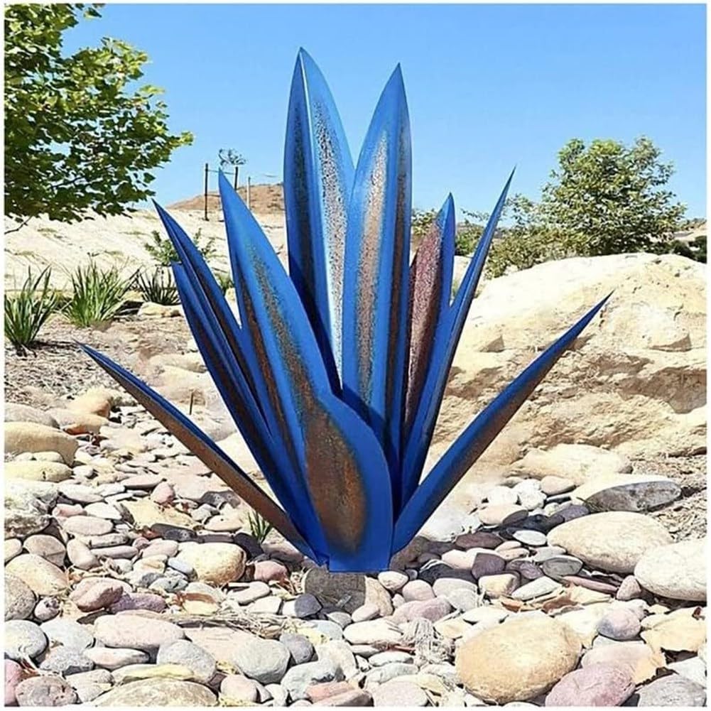 Scultura rustica in metallo agave pianta decorazione casa giardino ornamenti esterni 35 cm