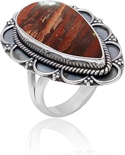 Veracity Jewelry Snake Skin Jasper Rings For Women - 925 Sterling Silver Gemstone Handmade Rings - Snake Skin Jasper Gemstone Handmade Fashion Jewelry - Wedding / Anniversary / Birthday Gift Rings - VSR-350