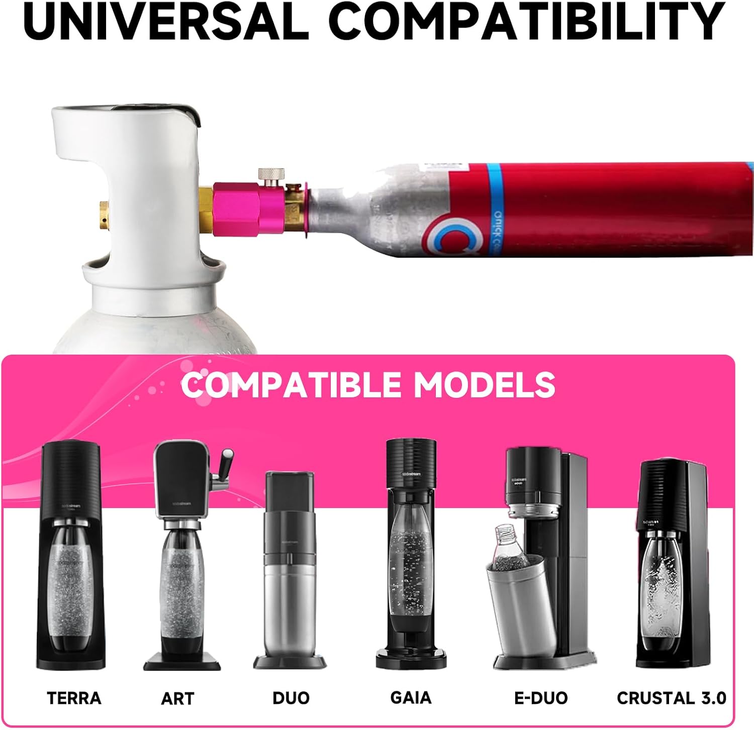 Quick Connect CO2 Refill Adapter for Soda Maker Pink CO2 Cylinder, CGA320 CO2 Tank Connector Kit for Filling 60L CO2 Canister Compatible with DUO ART TERRA GAIA Machines