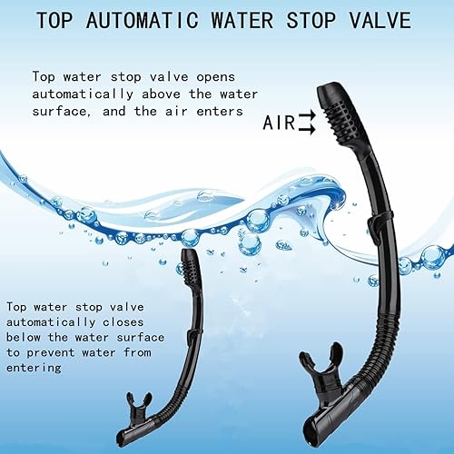 Miniatura 2 de Dry Snorkel Easy Breath Diving Snorkel for Snorkeling Scuba Diving Swimming with Top Dry Valve and Food Grade Silicone Mouthpiece for Adult Youth