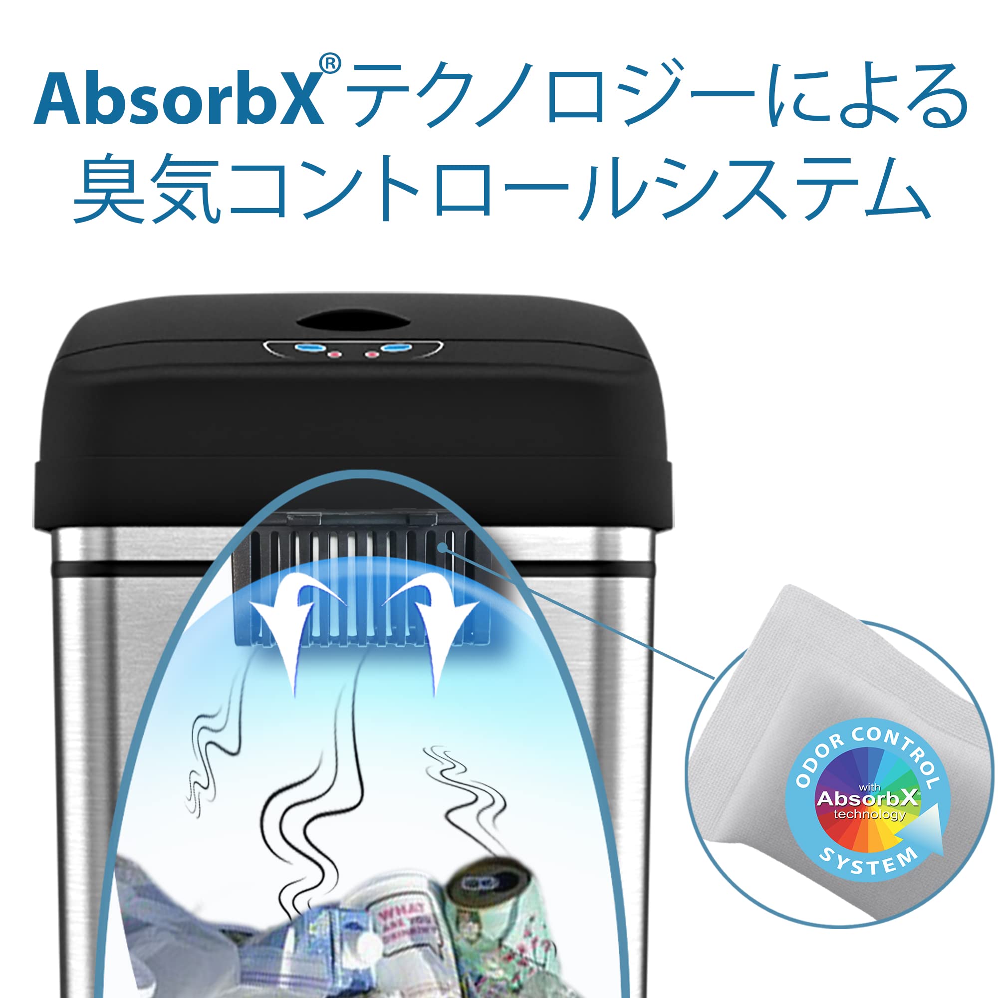 iTouchless 13 Gallon Automatic Trash Can with OdorAbsorbing Filter and