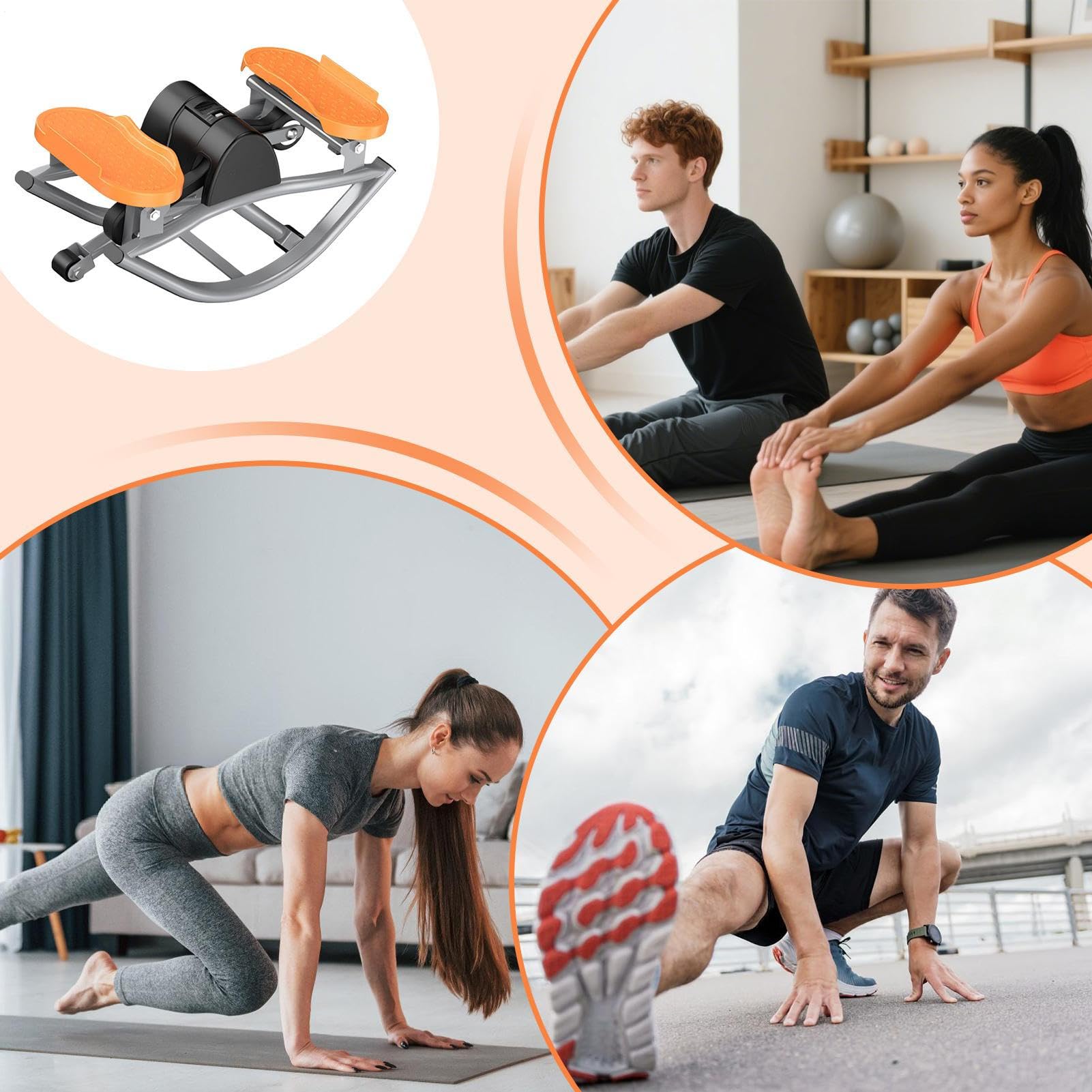 Stepper per allenamento a casa, attrezzatura per il fitness, portatile, per ginocchia, articolazioni, gambe, glutei, addominali, compatto e salvaspazio, ideale per uomini e donne, per ufficio