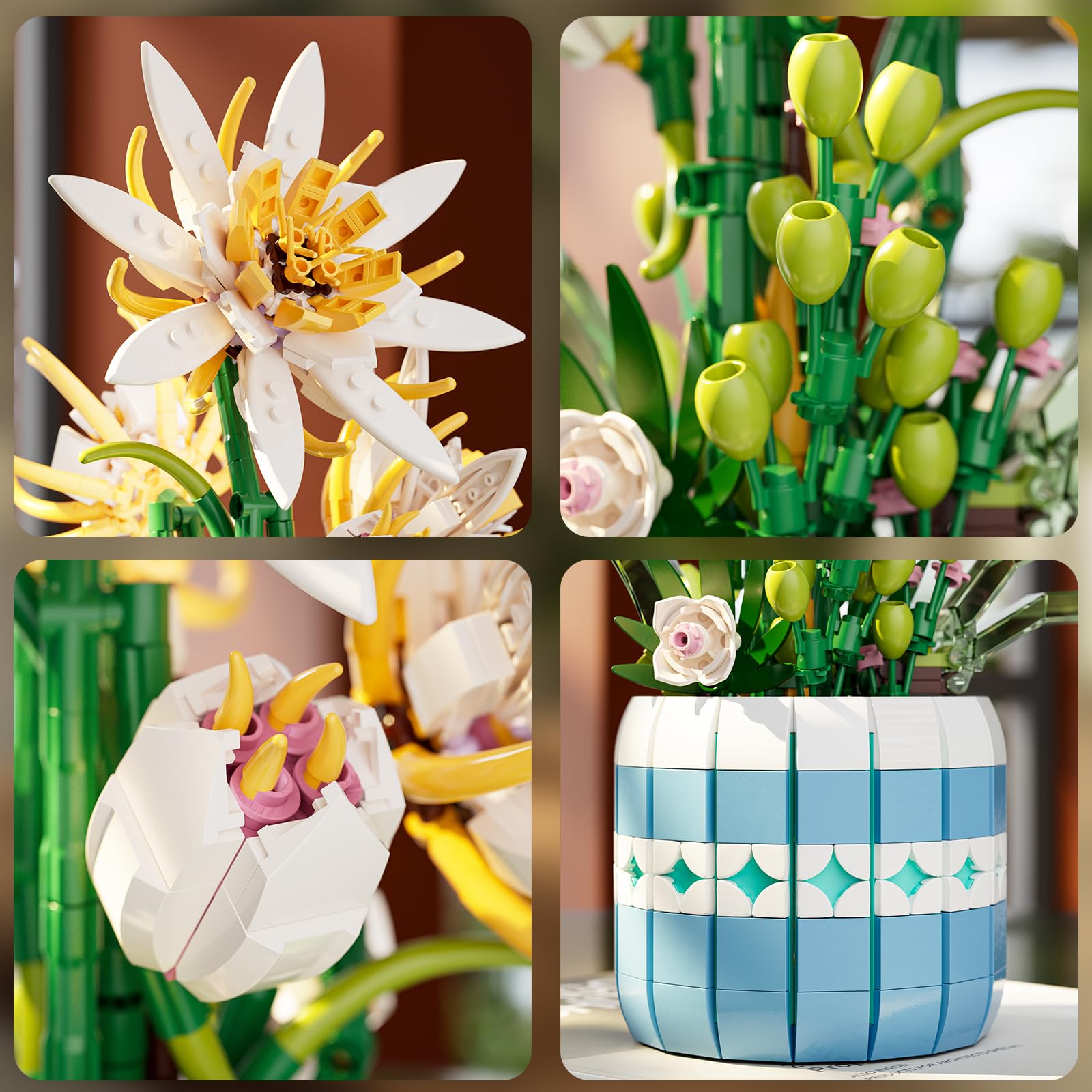 QLT Ideas Epiphyllum Flower Building Kit, Exquisite Flower Bonsai Building Blocks,Plants and Flowers,Botanical Collection - Image 3