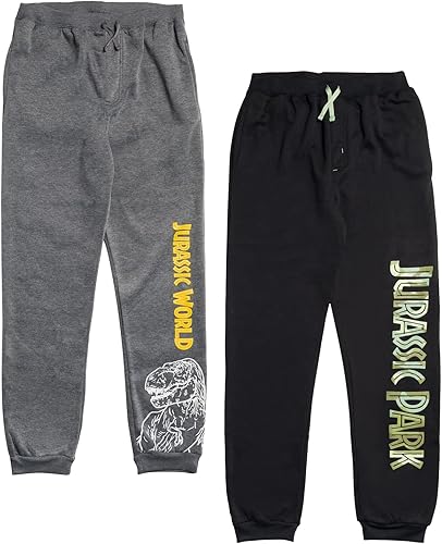 Jurassic World Jurassic Park T-Rex - Paquete de 2 pantalones deportivos con logotipo de niño a niño grande