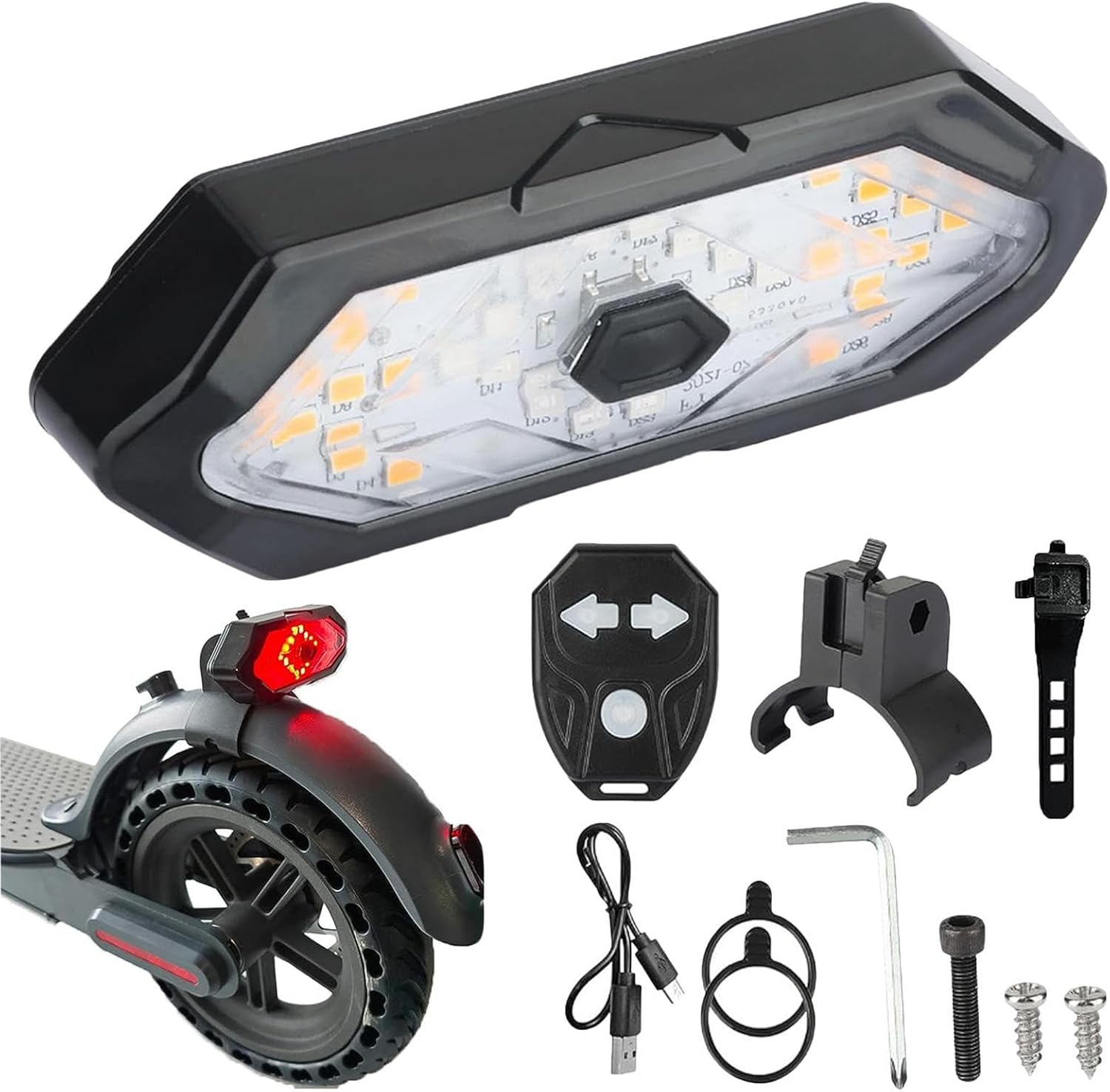 Feu OxiTurn Pour Vélo, Scooter Ou Casque - Rouge Clignotant, 5 Modes, Télécommande Incluse - Neuf