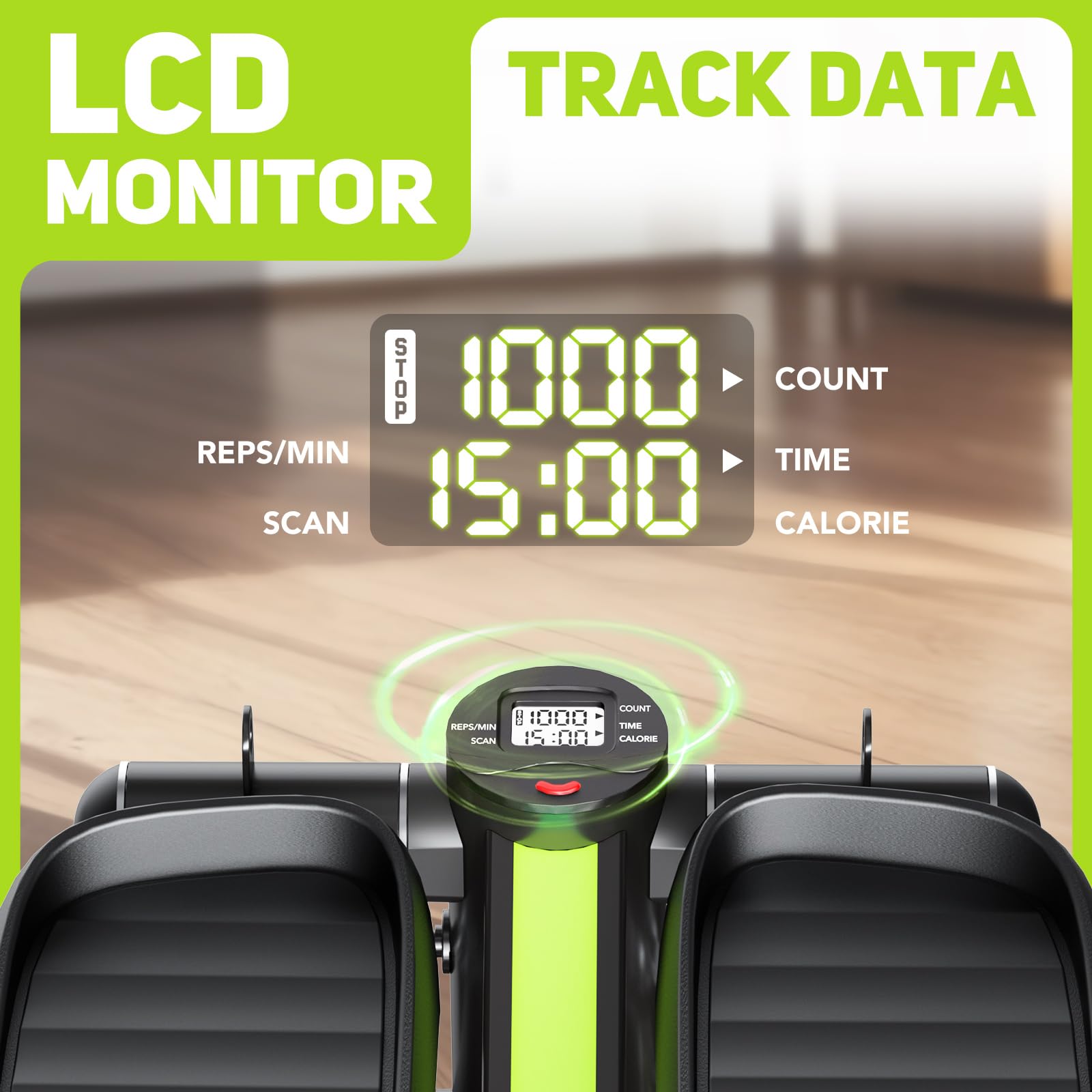Mini stepper con bande di resistenza, stepper per scale per allenamento a casa, capacità 158,8 kg, macchina passo-passo con monitor LCD