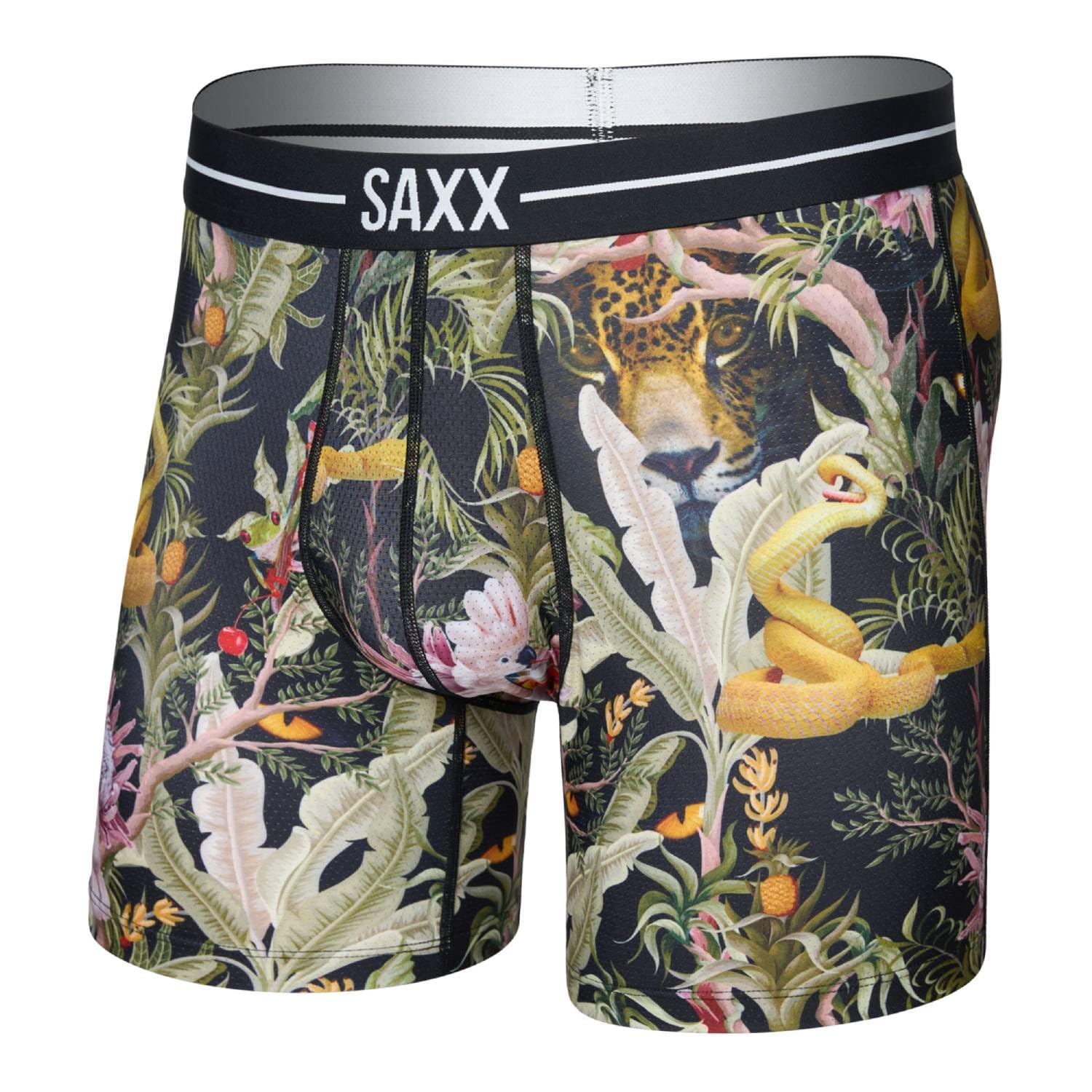 Saxx Volt Breathable Mesh Boxer Briefs, Jungle Juice/Black - S