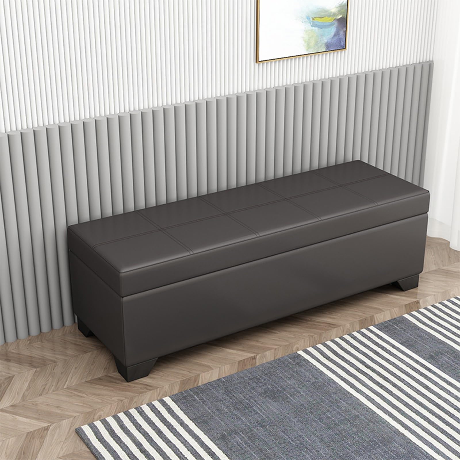GHFXSCV Premium Upholstered Entryway Bench with Flip-Top Shoe Storage, Multi-Functional Footrest & Stylish Furniture for Home Decor, Dimensions: 35.4"x15.7"x15.7"