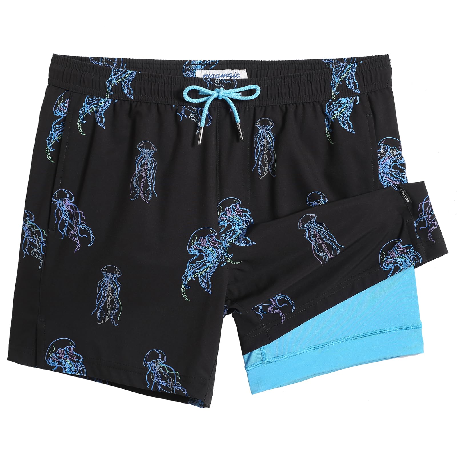 maamgic Mens 5 Inch Stretch Swimming Shorts Compression Liner Swim Trunks Swimwear Bathing Suits Beach Wear Swim Suits