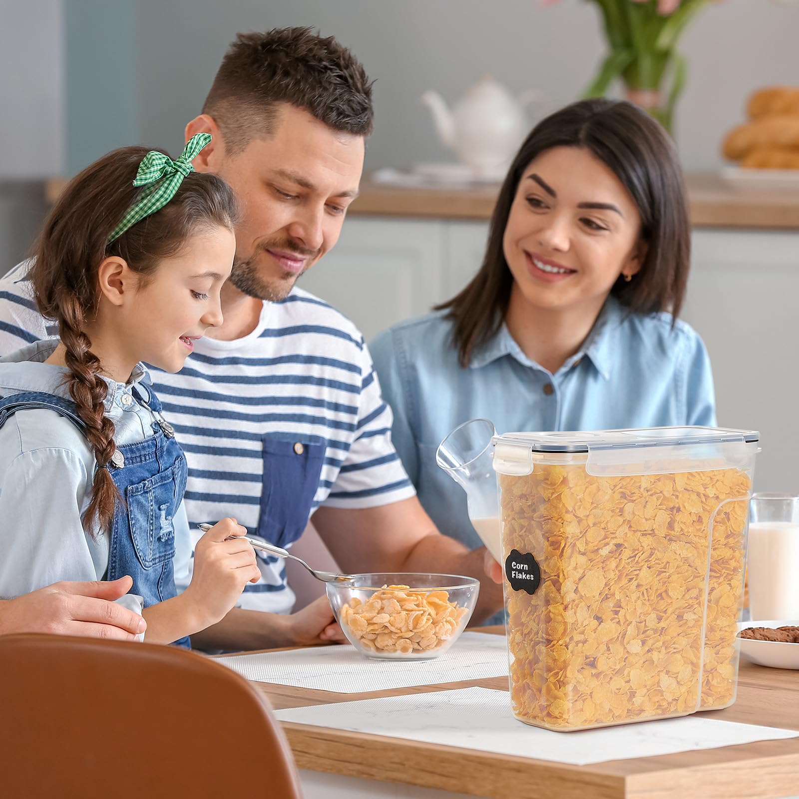Lifewit 4 Contenitori Ermetici per Alimenti, Set Contenitori per Alimenti 5.5L, Contenitori Pasta Dispensa Salvaspazio, Contenitori Barattoli Cucina Accessori, Barattoli Pasta Plastica con Coperchio
