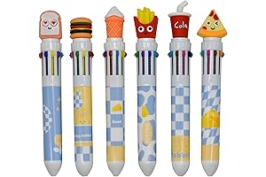 Maydahui 6 PCS 10 in 1 Food Shuttle Multi-Functional Retractable Multicolor Ballpoint Pen