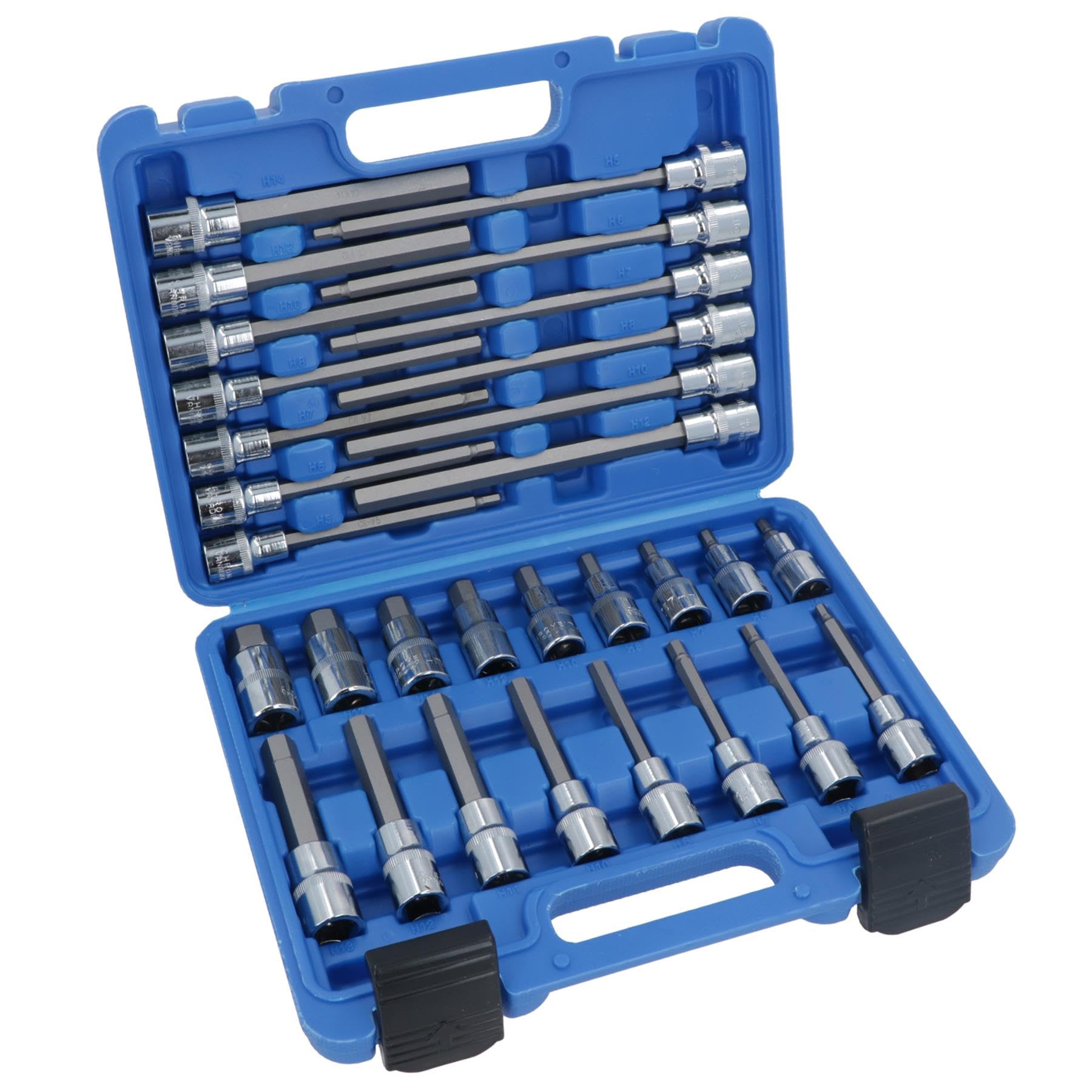 1/2"" Drive Allen Hex Key Metric Sockets Shallow And Deep 5mm - 19mm 30pc