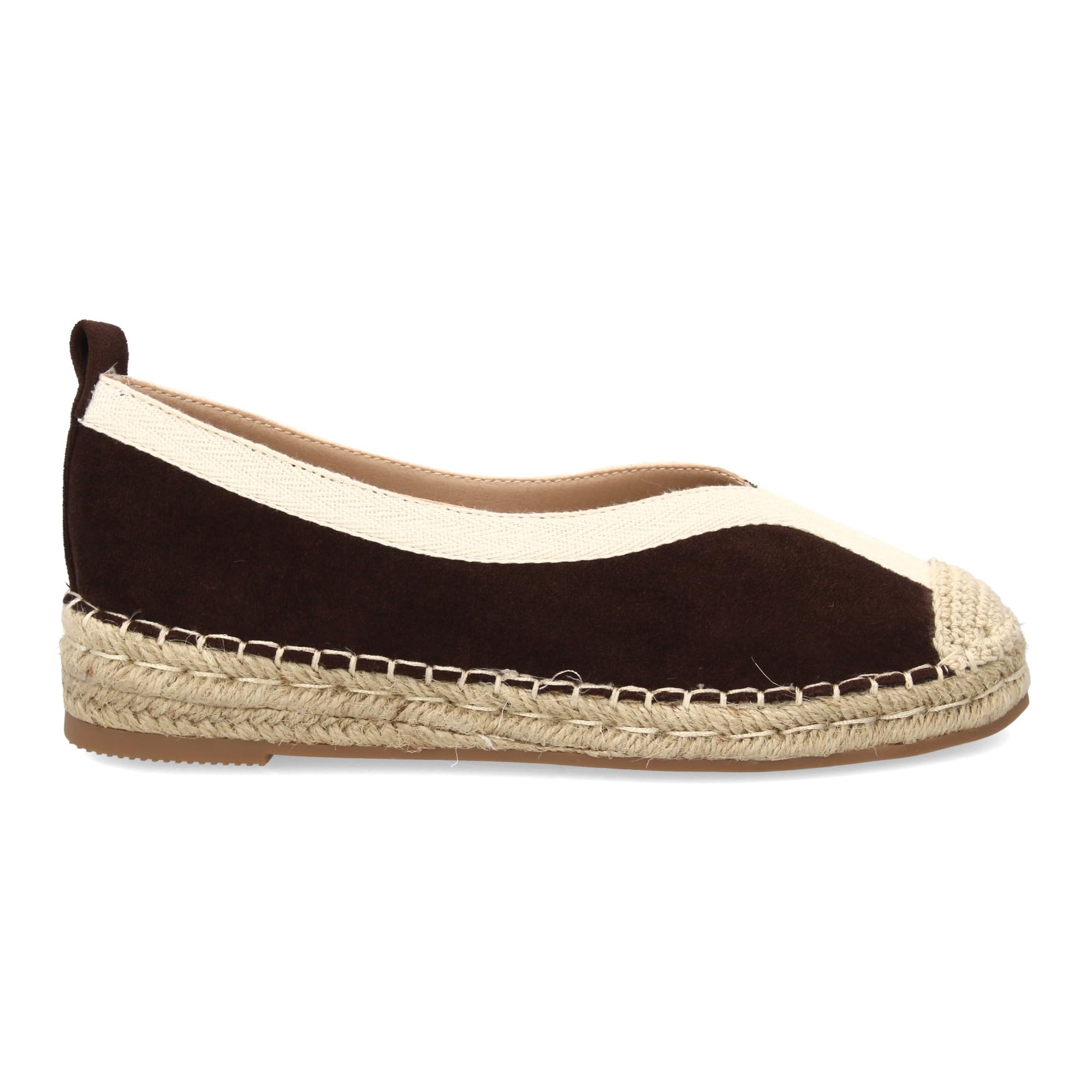 shoes&blues.es Alpargata Plana de Estilo Tradicional para Mujer, Punta Cerrada, sin Cierre. Suela Acolchada y Cuna Comoda, Ribete y la Suela de Yute, Ideal Primavera Verano.