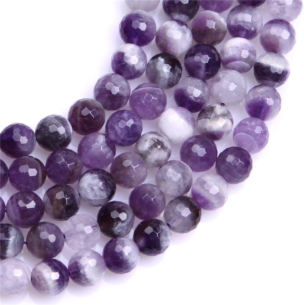 SHGbeads 8mm Dream lace Amethyst Semi Precious Gemstone Round Faceted Loose Beads for Jewellery Making DIY Handmade Craft Supplies 15" - Image 3