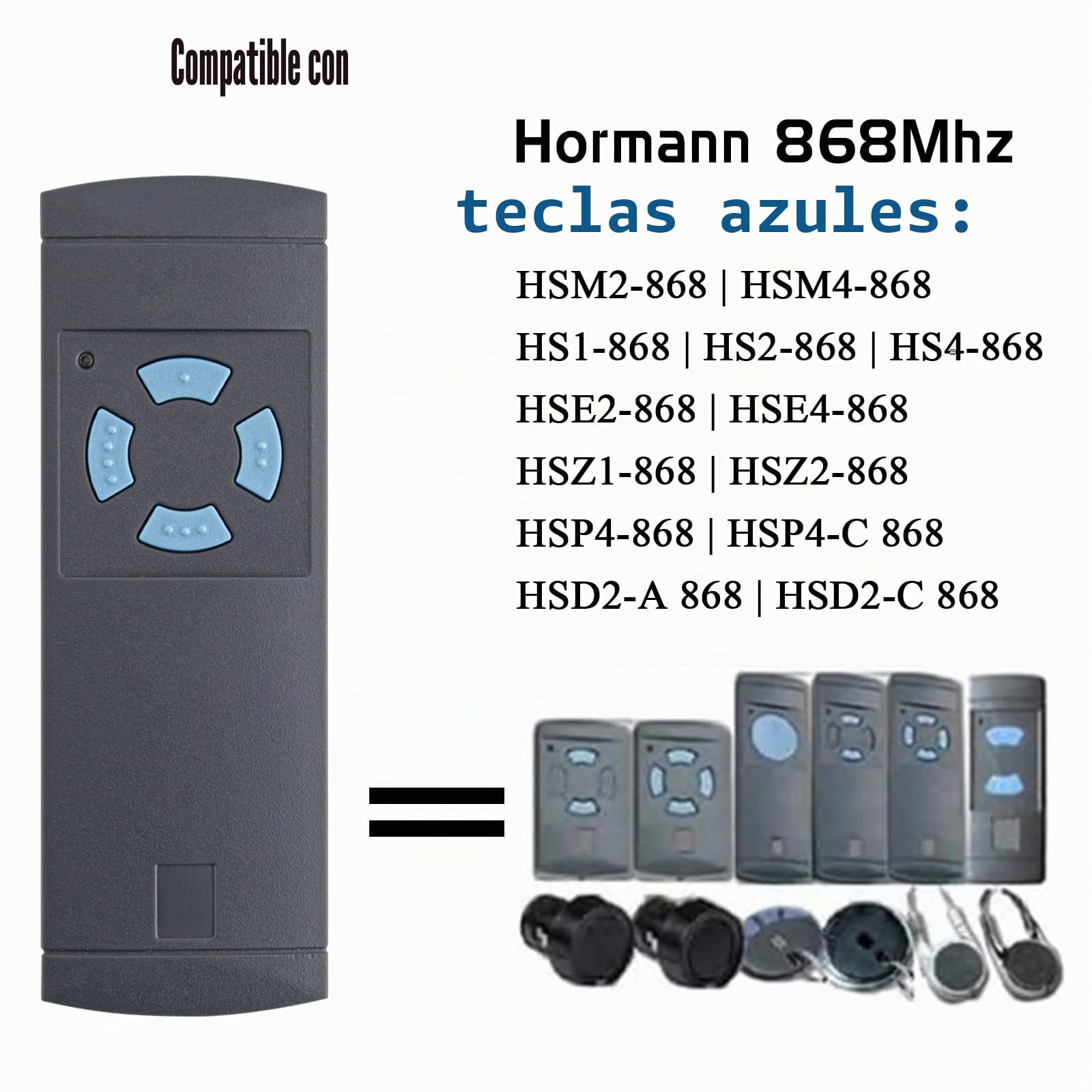 868MHz Duplikator Handsender Kompatibel mit Hormann HS4 HSM2 HSM4 HS1 HS2 HSE2 HSE4 HSZ1 HSZ2 HSP4 HSP4-C HSD2-A HSD2-C 868 2 Stück