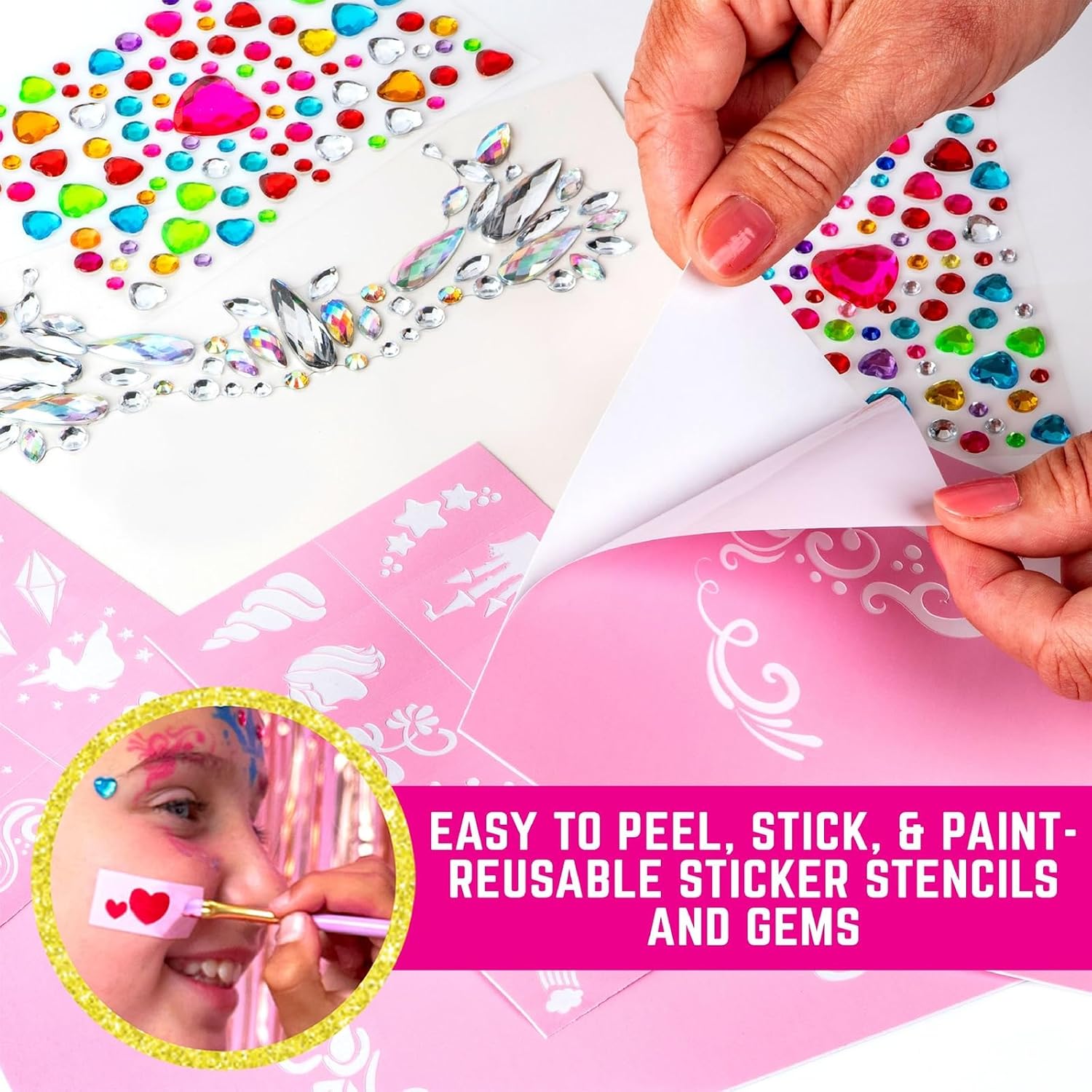GirlZone Face Painting Kit for Girls with Over 200 pcs in Kit