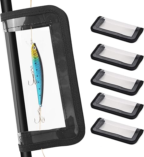 TOBWOLF 5 envolturas para señuelos de pesca, cubiertas de señuelos de PVC cosidas ampliadas, protectores de gancho de PVC transparente sin enredos,