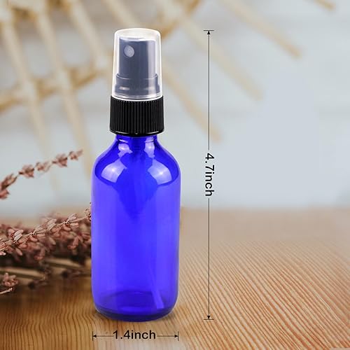 Miniatura 6 de Wedama Mini botellas de spray de 2 onzas, botellas de spray de vidrio ámbar, botellas pequeñas vacías con cuentagotas de embudo, niebla fina para