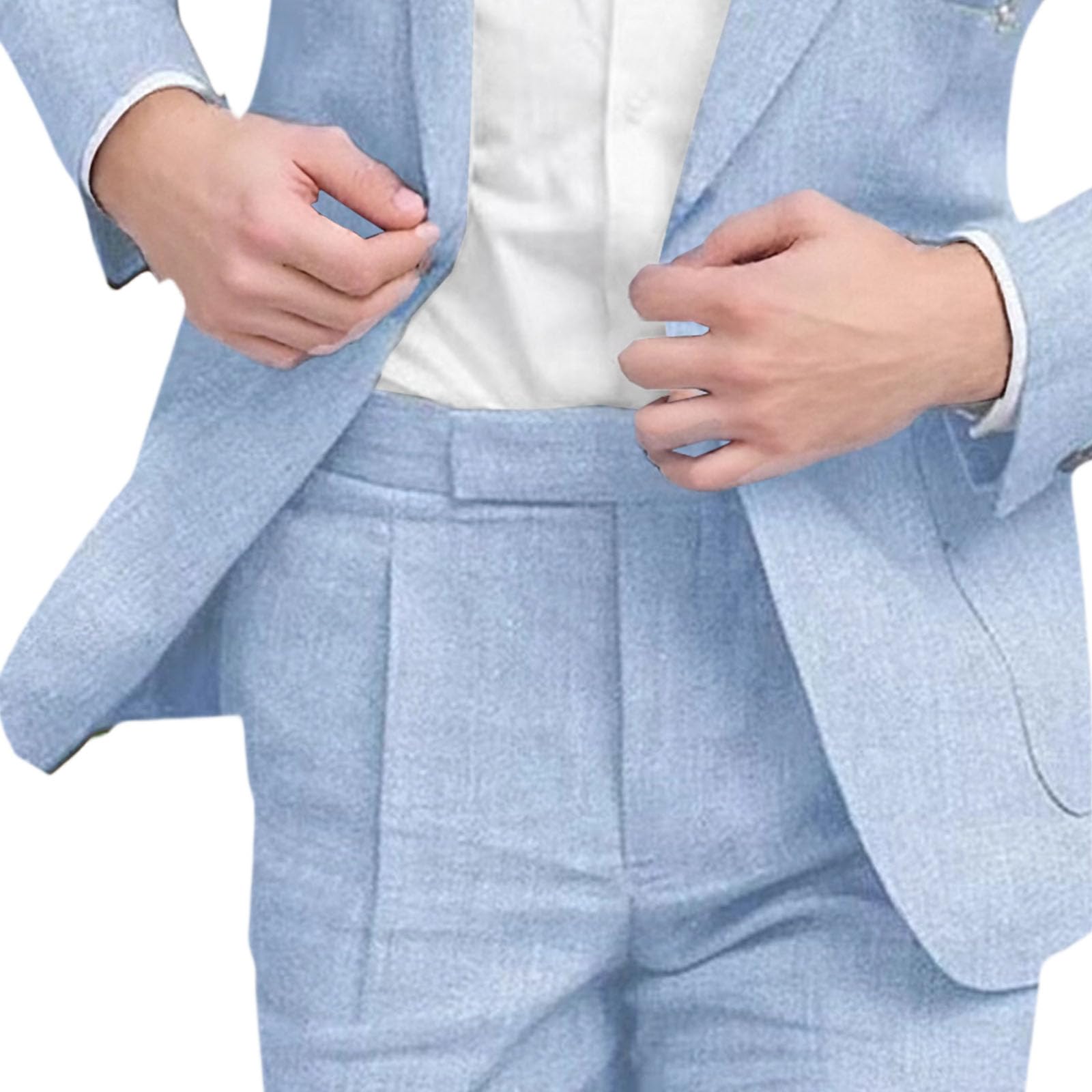 Conjunto de 2 piezas de ajuste regular para hombre, pantalones blazer de ajuste regular para boda, novio, traje de lino para hombre