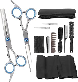 Conjunto de tesouras de corte de cabelo, conjunto de capa de cabeleireiro tesouras de corte de cabelo profissional 12pcs para cabeleireiro para casa para corte de cabelo para salão de beleza