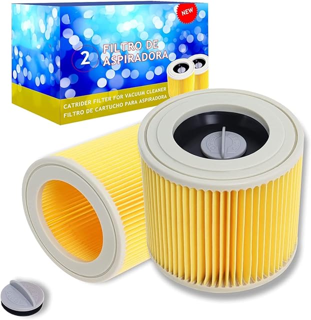 Cartridge Filter Compatible with Karcher , 2Pcs Replacement for WD2 WD3 MV2 MV3 Series A K SE 4001 SE 4002 Wet & Dry Vacuum Cleaners part NO KAR64145520 by Gekufa