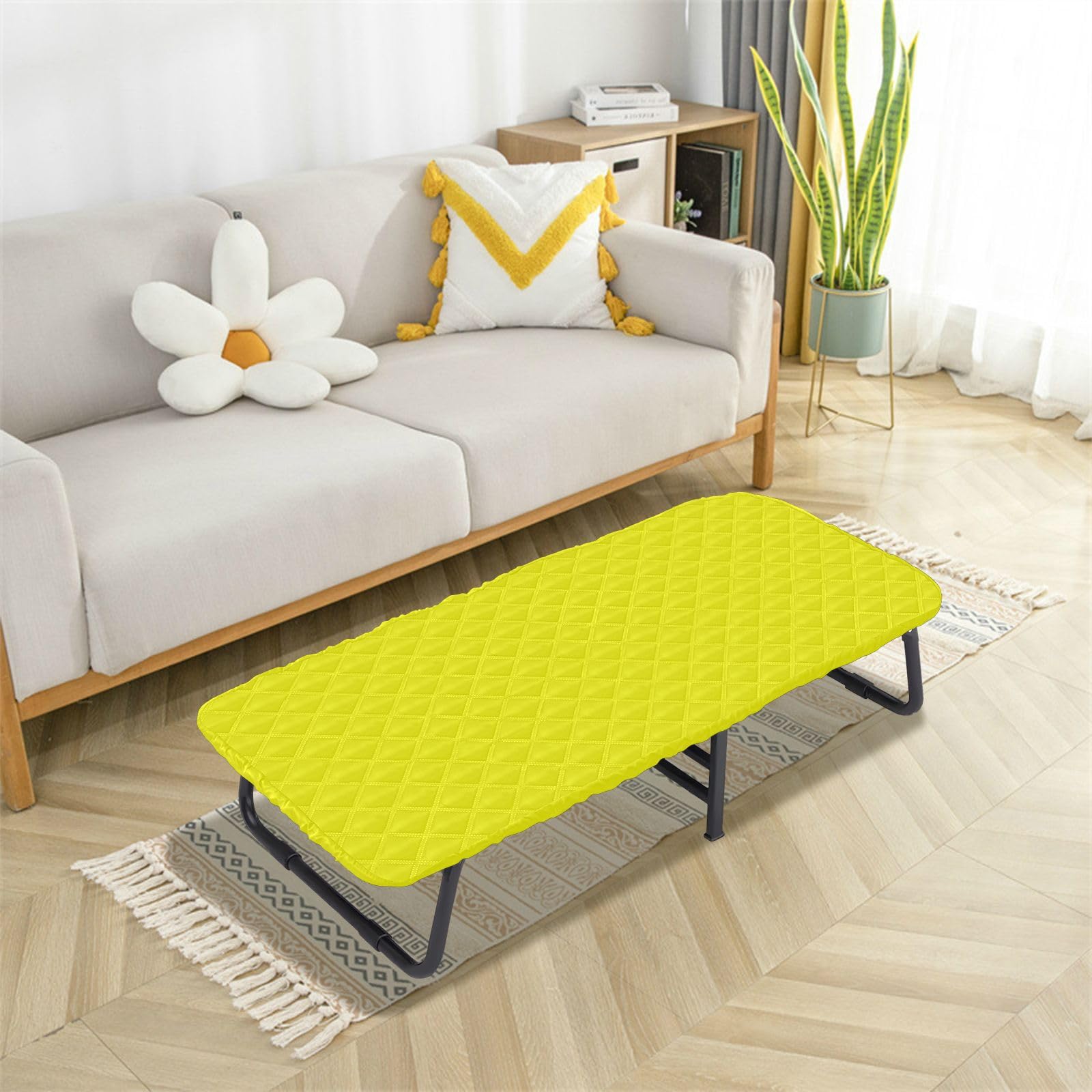 Yellow Plain Toddler Bed Sheet Travel Washable Cot Sheet for Small Floor Bed for Children Daycare Cot 50' x 25' (Bed Not Included)
