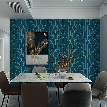 Papier Peint Autocollant Géométrique Noir Et Doré - 44x600 Cm - Vinyle Imperméable - Pour Murs Et Meubles