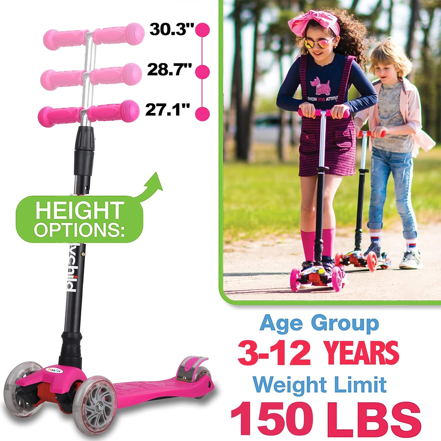 3 Wheel Scooters for Kids, Kick Scooter for Toddlers 3-14 Years Old, Boys and Girls Scooter with Light Up Wheels, Mini Scooter for Children : Sports & Outdoors