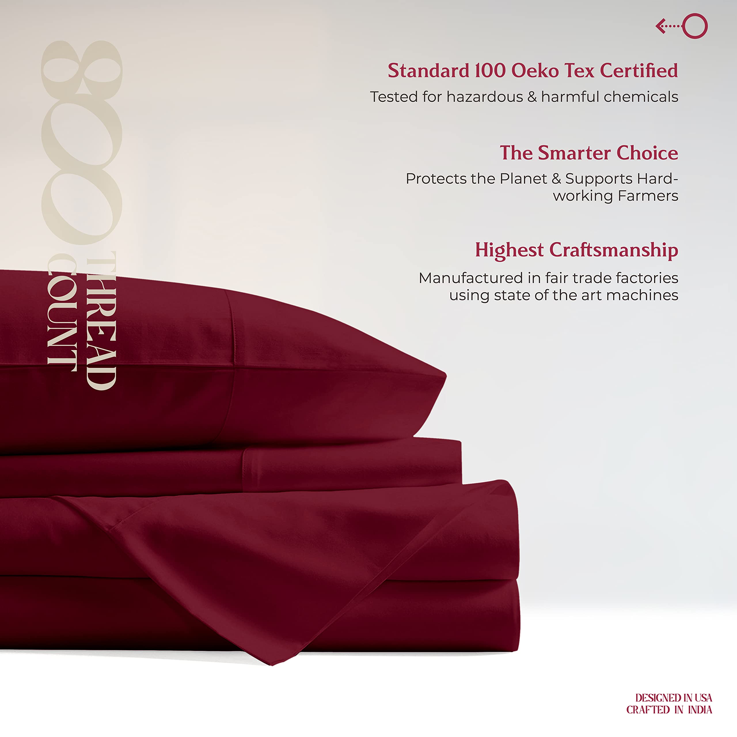 Mayfair Linen Luxury 100% Egyptian Cotton Queen Fitted Sheet Only - 800 TC Hotel Quality 1-Piece Deep Pocket Cotton Fitted Sheet, Soft, Sateen Weave Bottom Sheet, Fits Mattress up to 18 in - Burgundy