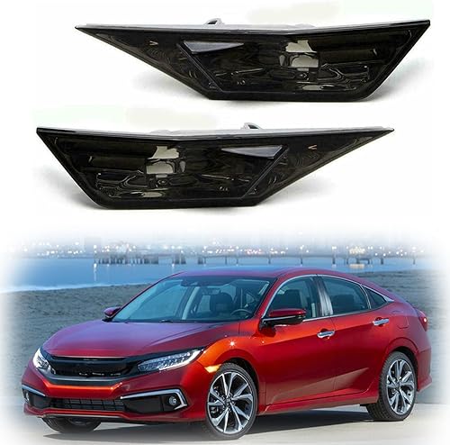 Miniatura 7 de munirater Par de lámparas de marcador laterales delanteras de lente ahumada, luces direccionales de repuesto para Civic 2016-2021