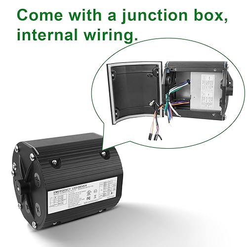 Miniatura 8 de OSTEK Batería de reserva de emergencia con luz LED de 20 W, 150-200 VCC, controlador de emergencia LED recargable para luces LED regulables de