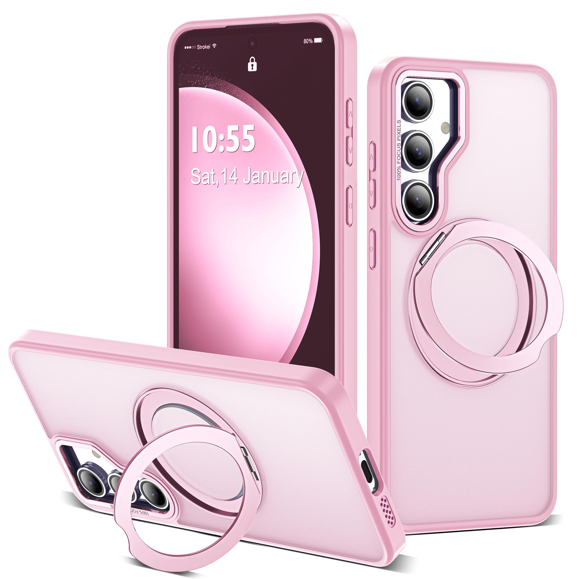 for Samsung Galaxy S23 FE Case with 360° Spin Stand,Pink