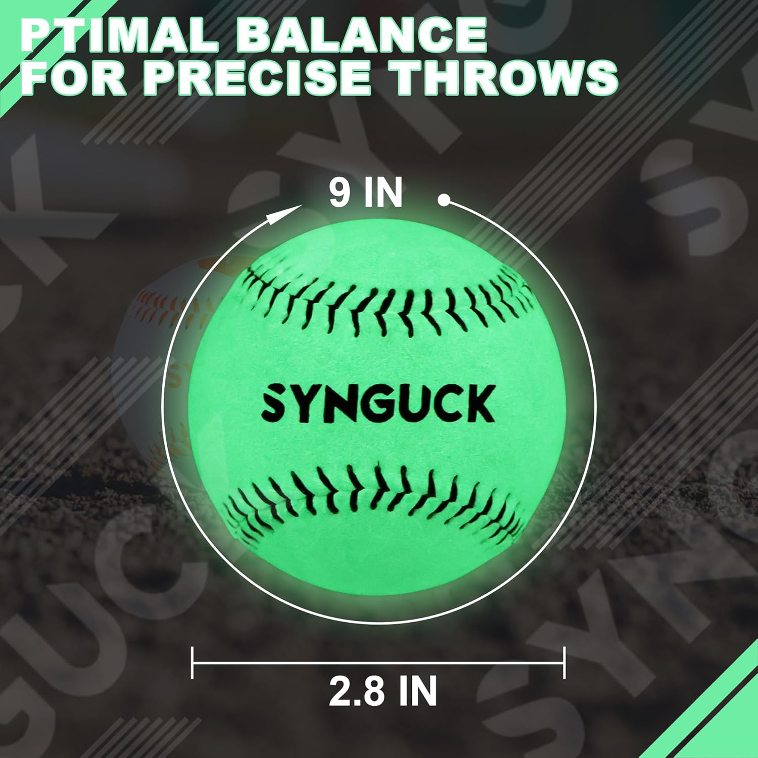 SYNGUCK 1/6 Pack Glow in The Dark Baseballs – Light Up Baseball Official Size | Glow Balls for Night Games, Practice, Gifts for Kids,Boys, Girls & Fans