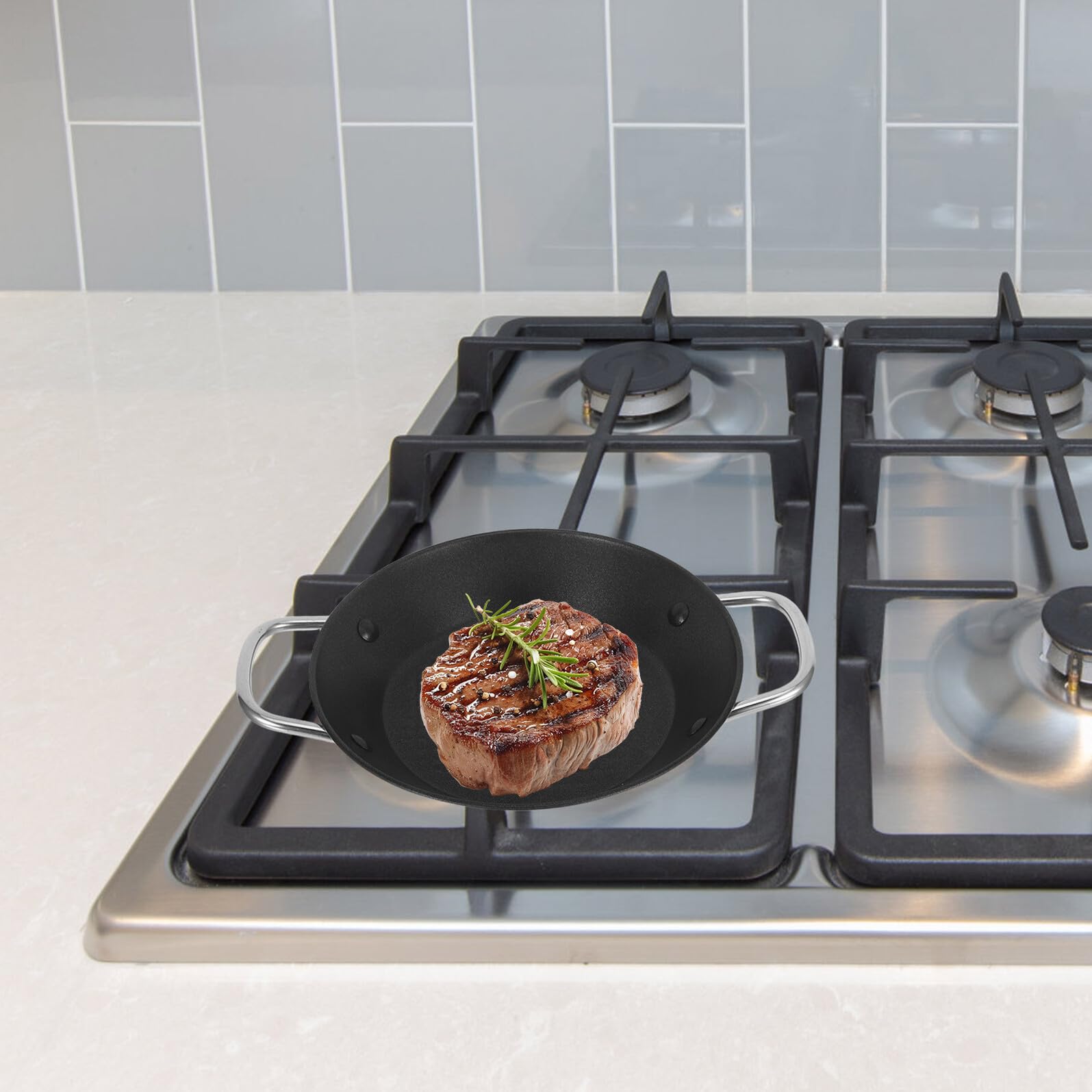Homoyoyo Grillpfanne für Herdplatte Edelstahl-kochgeschirr mit Antihaftbeschichtung Bratpfanne für Steak Frühstücksspeck Pfannkuchen und Eier Passend für Herdarten