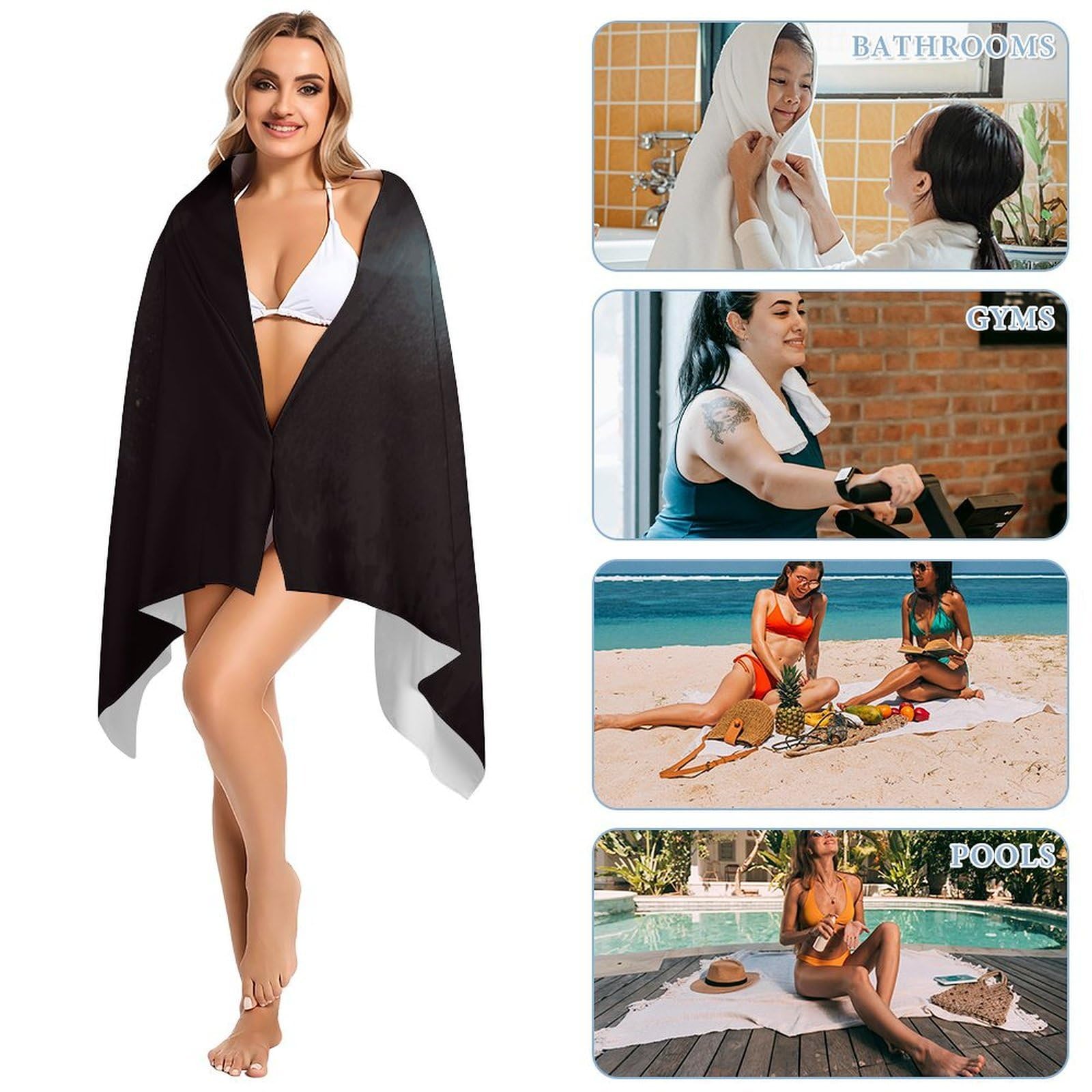 Toallas de baño deportivas de fútbol unisex, toalla de playa ligera de secado rápido, toalla de baño para viajes, deportes, piscina, natación, baño, camping, yoga, adultos, 160 x 80 cm