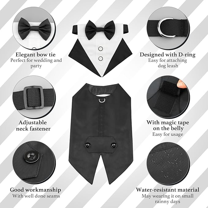 Traje Formal para Perro, Esmoquin con Bandana, Talla M miniatura 4