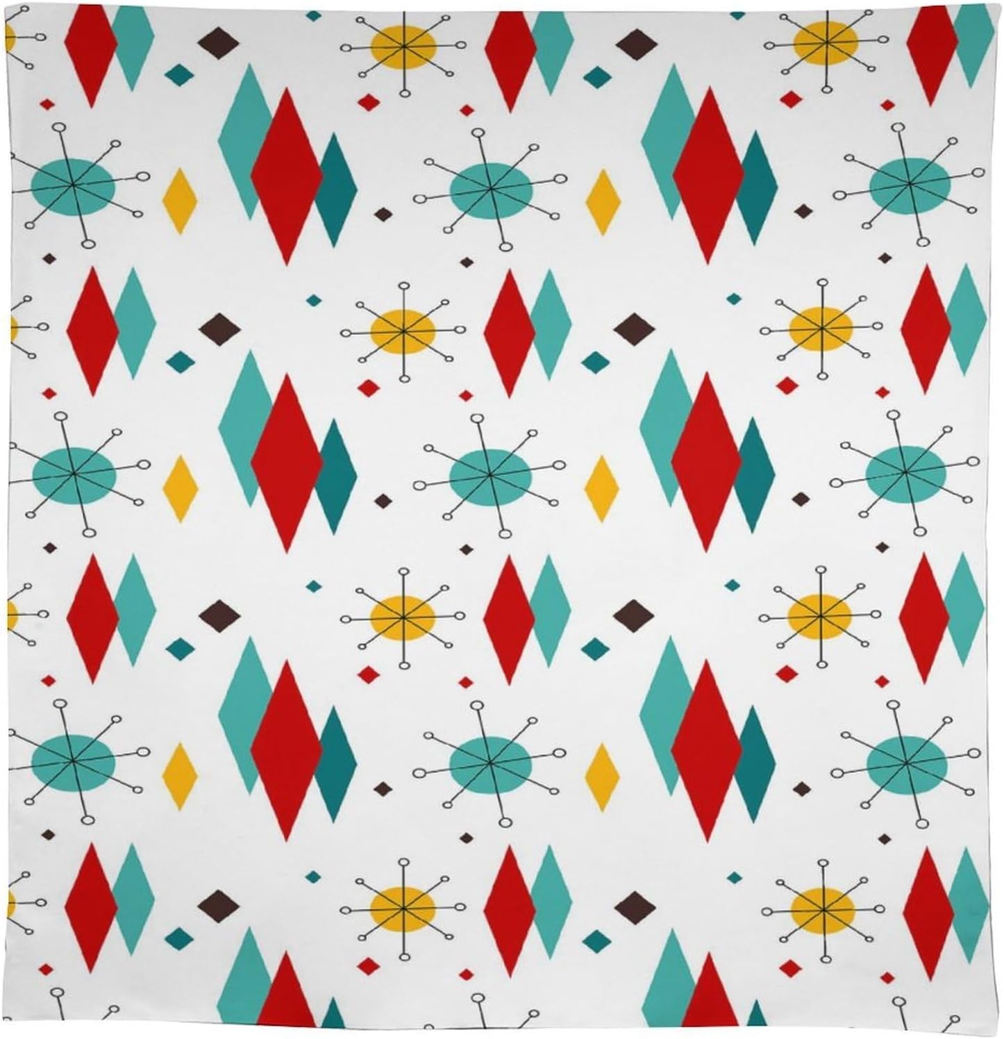 Vintage Mid Century Table Cloth Geometric Patterns Abstract Green Orange Gray Fantasy Graffiti Prints Table Cover for Home Bedroom Living Room Kitchen, 55x75 Inch Rectangle