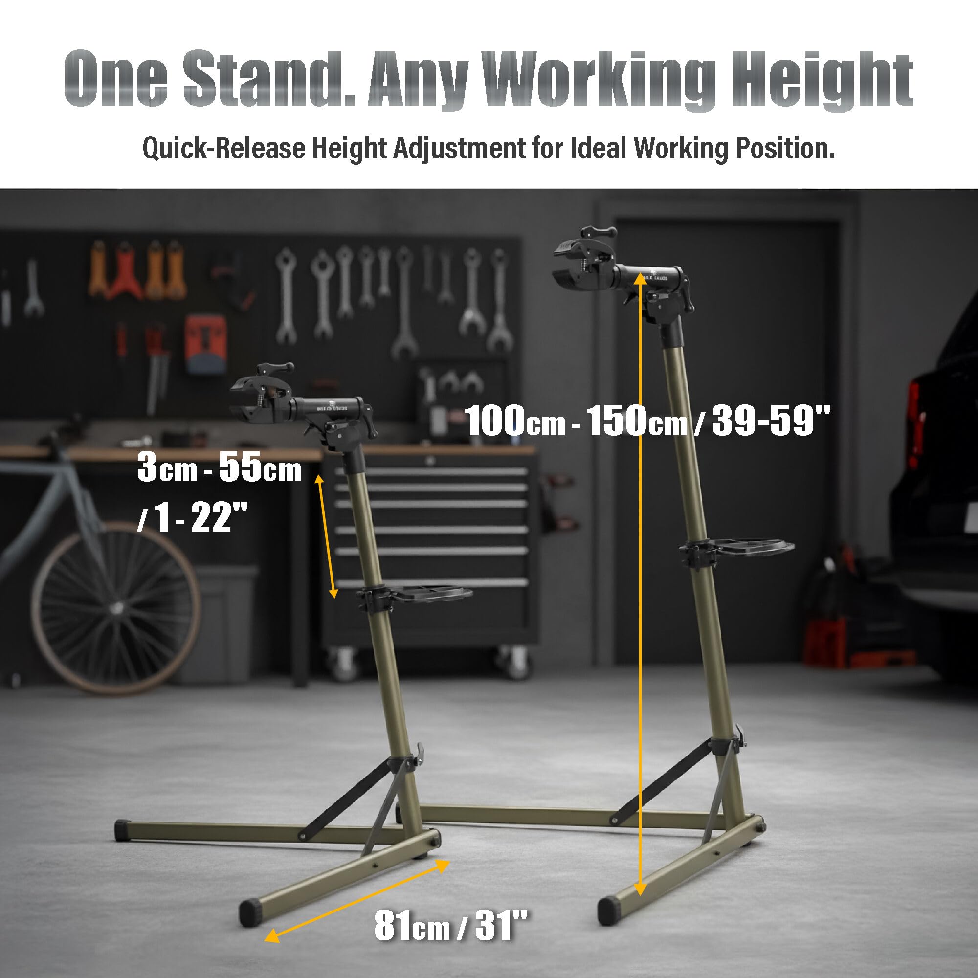 BikeHand Bike Repair Stand | Lightweight & 360 Adjustable Home Bicycle Mechanics Workstand w/Magnetic Tool Plate | Quick Release Portable Bike Maintenance Stand for Mountain & Road Bike